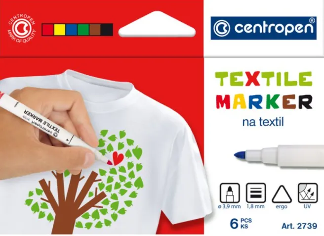 Centropen Textile tekstiilitussi 6 väriä
