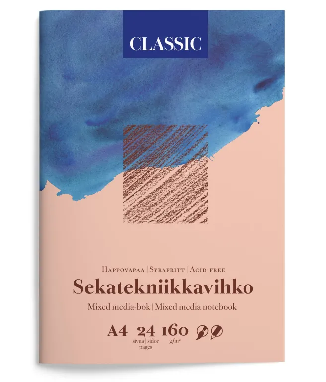 Classic Sekatekniikkavihko A4 160g 24 sivua Mixed Media