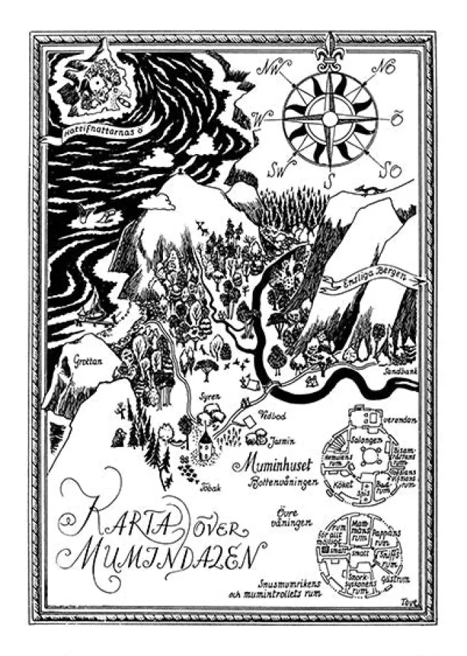 Juliste Muumi 50x70 - Karta över Mumindalen
