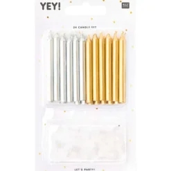 Kakkukynttilät 24kpl Rico Design - Gold, Silver