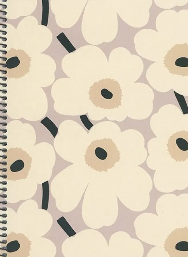 Kierrevihko A5 Marimekko - Unikko harmaamusta