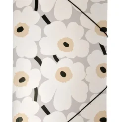 Kulmalukkokansio Marimekko Unikko harmaamusta