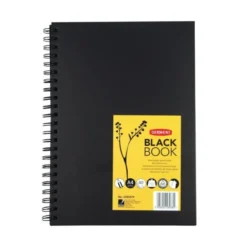 Luonnoslehtiö A4 Derwent - Black Book 200g, musta paperi
