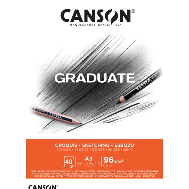 Luonnoslehtiö A3 96g Canson Graduate Sketch