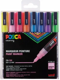 Maalitussit 8 kpl Posca PC-3M - Glittervärit