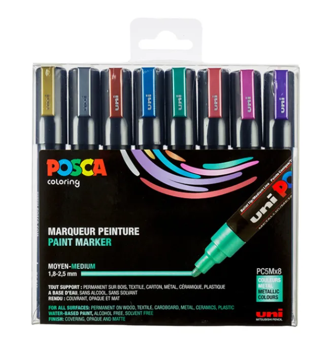Maalitussit 8 kpl Posca PC-5M - Metallivärit