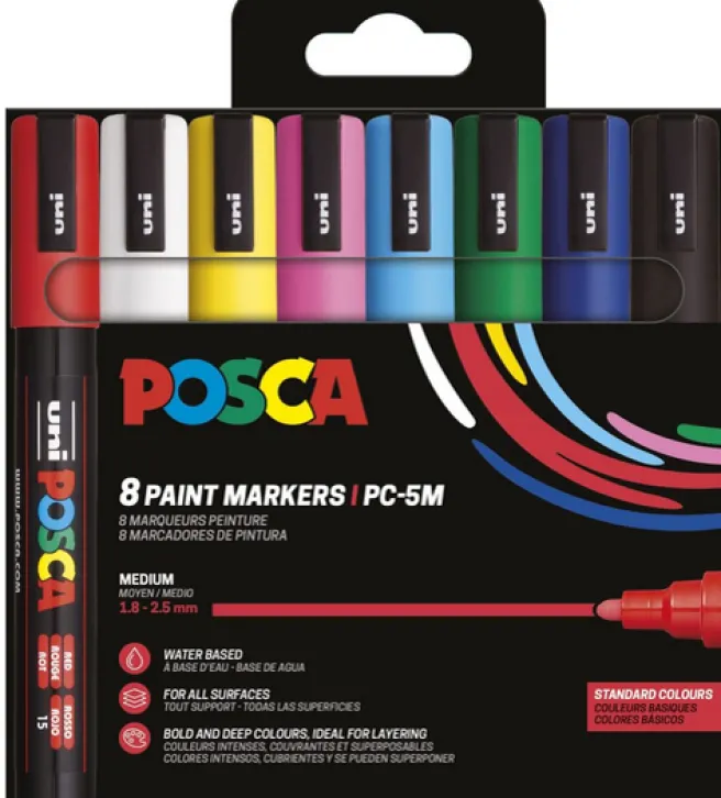 Maalitussit 8kpl Posca PC-5M - Perusvärit