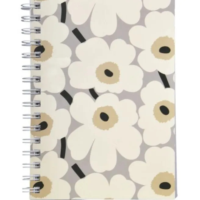 Muistikirja A5 kierre Marimekko - Unikko harmaamusta