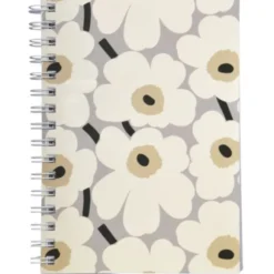 Muistikirja A5 kierre Marimekko - Unikko harmaamusta