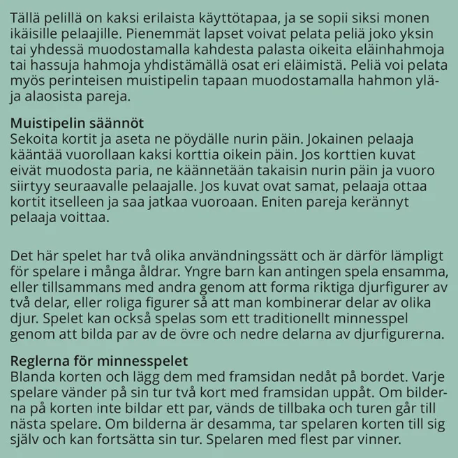 Muistipeli Mira Mallius - Muikeat eläimet