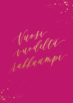 2-osainen kortti Kalligrafiastudio - Vuosi vuodelta rakkaampi