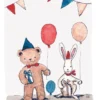 2-osainen kortti Sari's Artwork - Nalle ja pupu synttärijuhlat