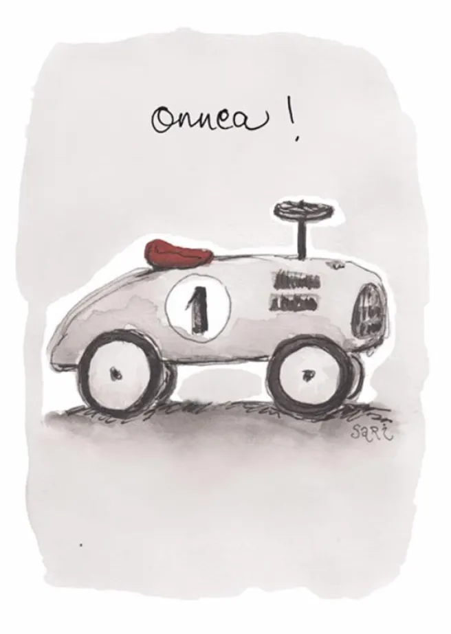 2-osainen kortti Sari's Artwork - Auto, onnea!