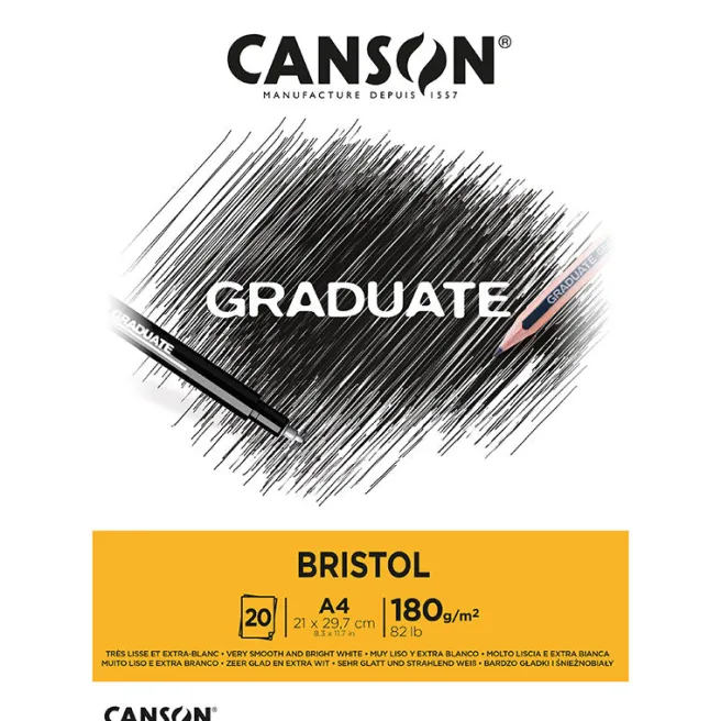 Piirustuslehtiö A4 Canson Graduate - Bristol, erikoisvalkoinen