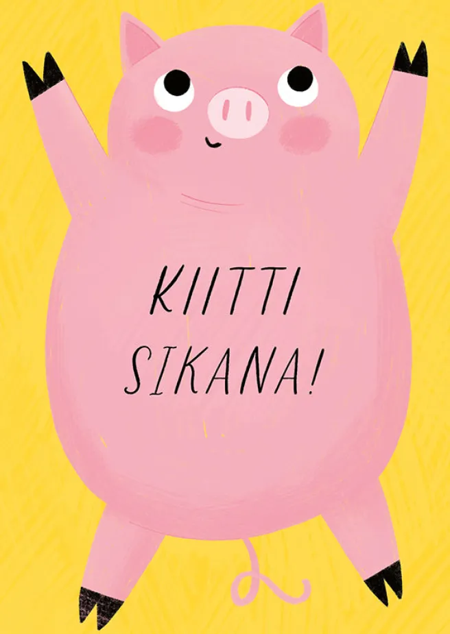 Postikortti Kaisu Sandberg - Possu, Kiitti sikana!