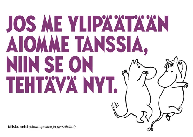 Postikortti kohopaino Muumi - Tanssi