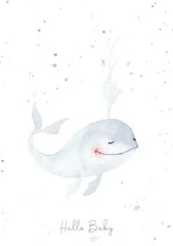 Postikortti Leo la Douce - Whale, Hello Baby
