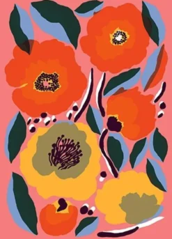 Postikortti Marimekko - Rosarium oranssipunainen