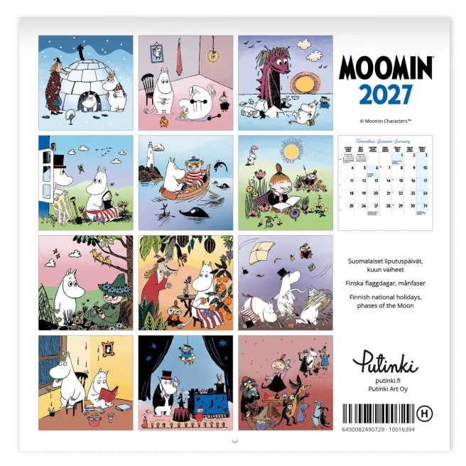 Seinäkalenteri 20x20 2027 Putinki Muumi