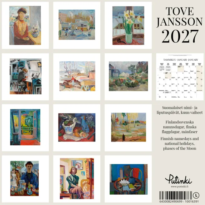 Seinäkalenteri 30x30 2027 Putinki Tove Jansson