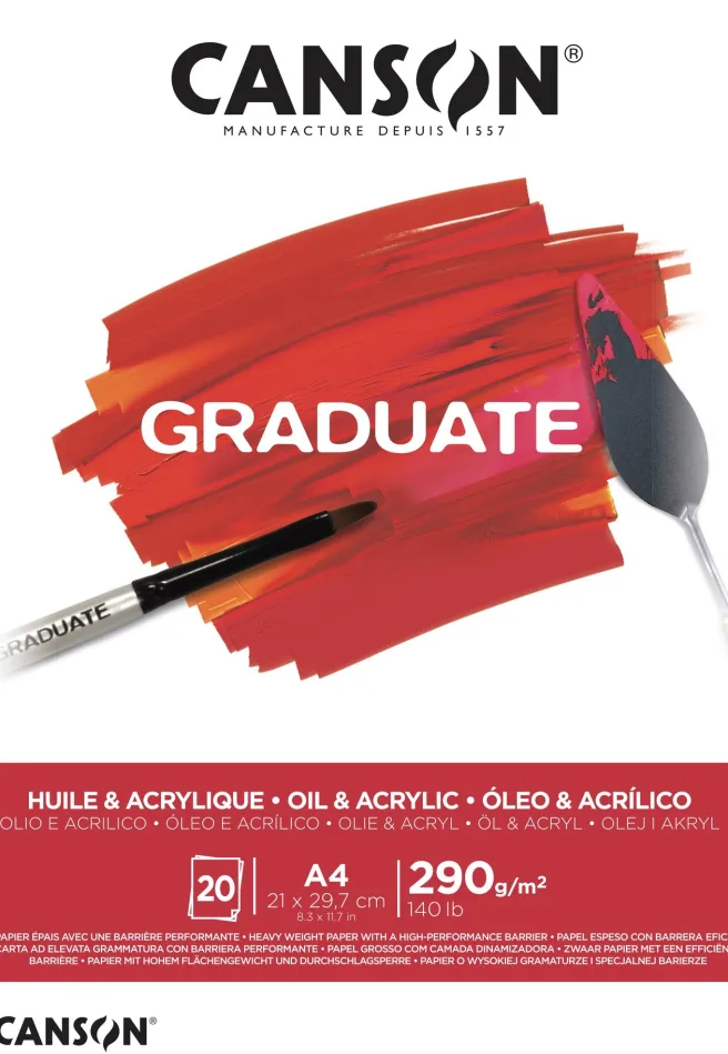 Taidelehtiö A4 Canson Graduate - Öljy- ja akryylivärit 290g