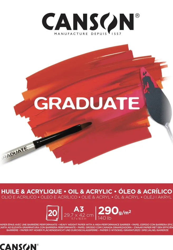 Taidelehtiö A3 Canson Graduate - Öljy- ja akryylivärit 290g