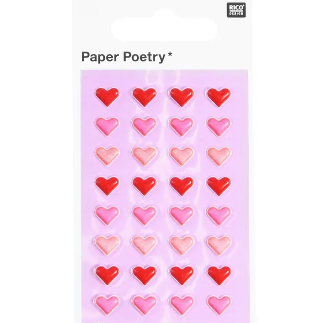Tarrasetti Paper Poetry - Gel stickers Sydämet