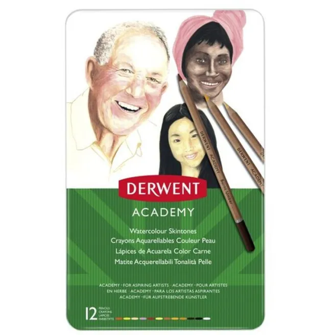 Värikynälajitelma 12 kpl Derwent Academy - Watercolour Skintones